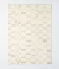 Irregular Checkerboard Tufted Rug - Cream, 7' x 10'