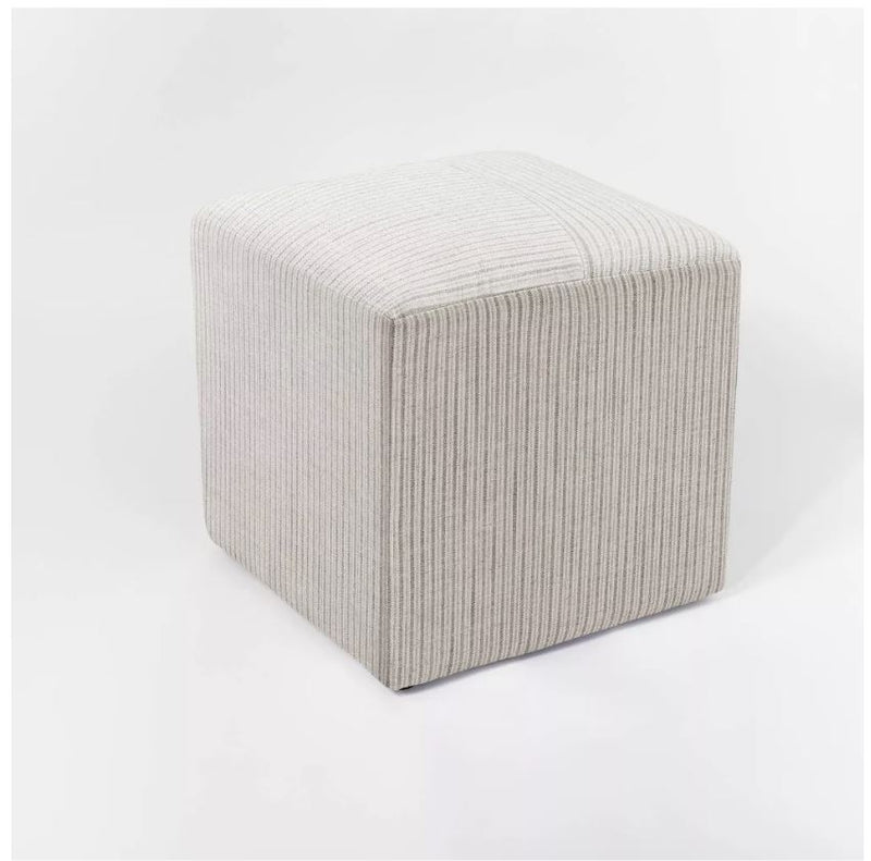 Lynwood Square Upholstered Cube - Tan Stripe