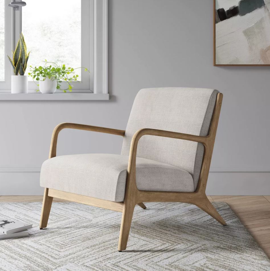 Cream and wood online chair