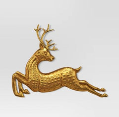 Metallic Leaping Deer Christmas Wall Décor Gold