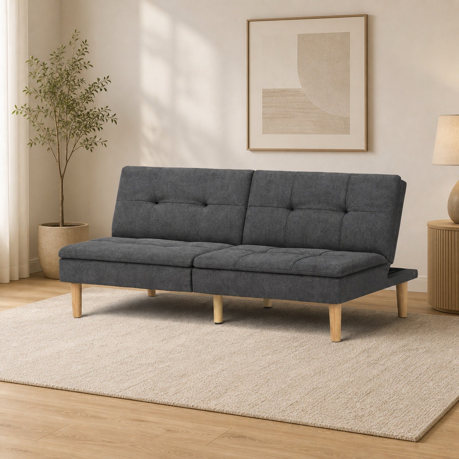 Dorm Tufted Futon Sofa - Dark Gray lifestyle image