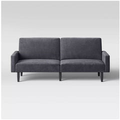 Futon Sofa with Arms - Charcoal Gray