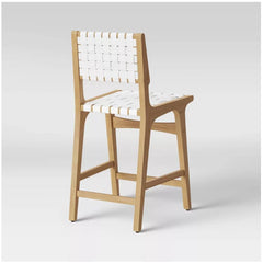 Ceylon Woven Counter Height Barstool - White/Natural