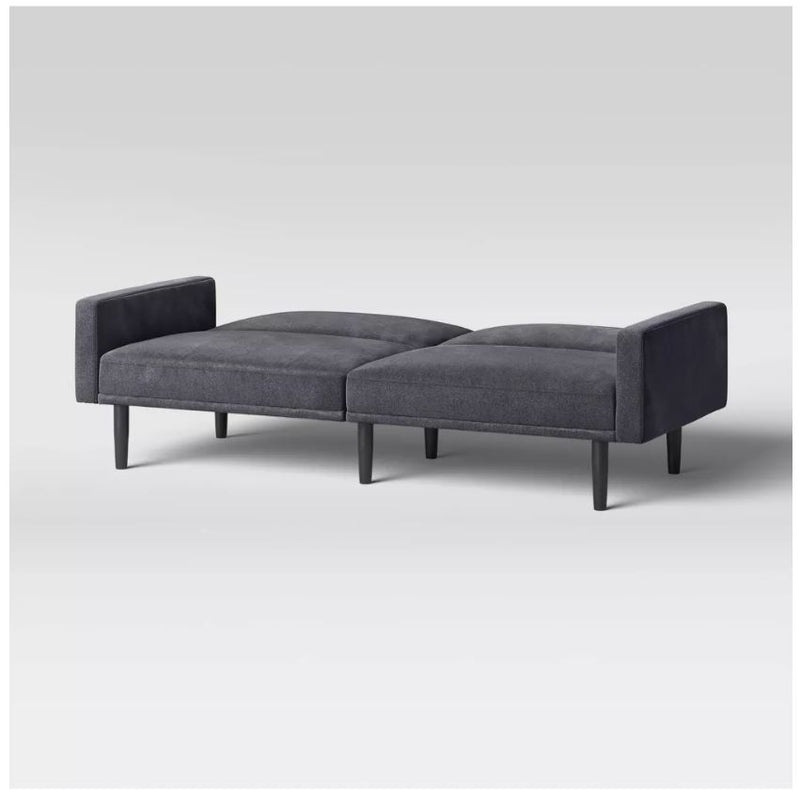 Futon Sofa with Arms - Charcoal Gray