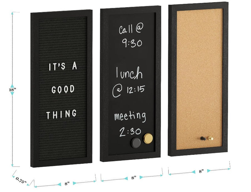 Everette Cork/Chalk/Letter Board Set - Black