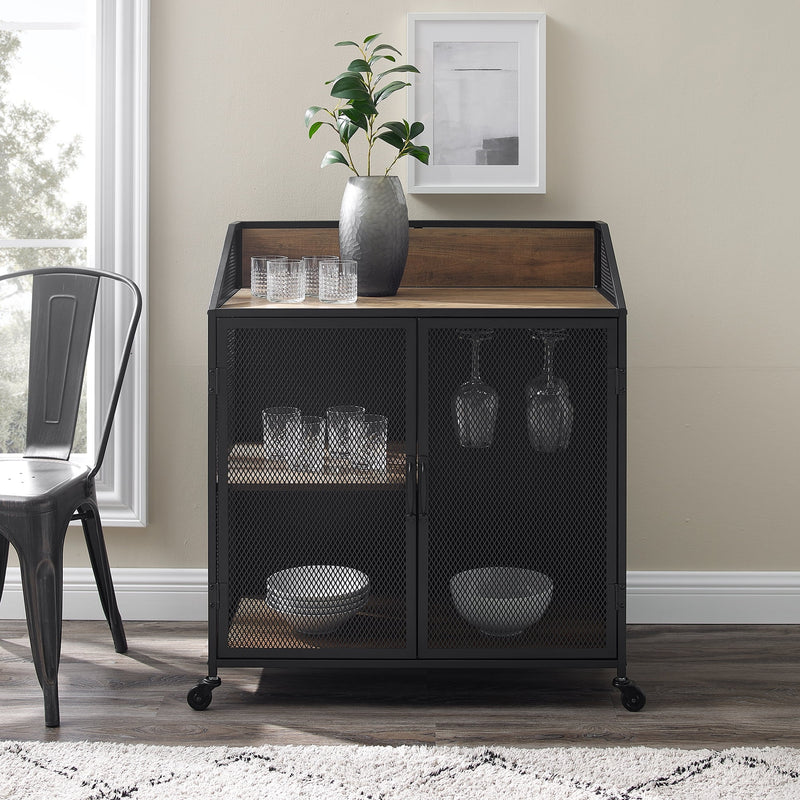 Industrial Bar Cabinet with Wheels