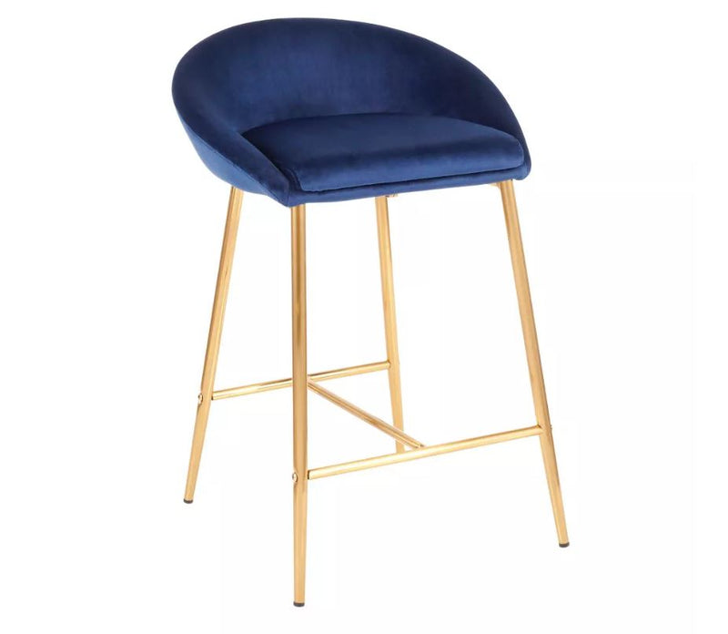 Matisse Glam 26" Counter Stool, Blue/Gold- Set of 2