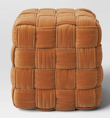 Square Woven Pouf Ottoman - Gold