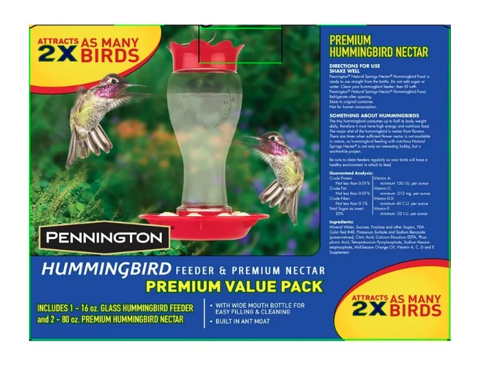 Pennington Decorative 28 Oz Glass Hummingbird Feeder Shelly Lighting