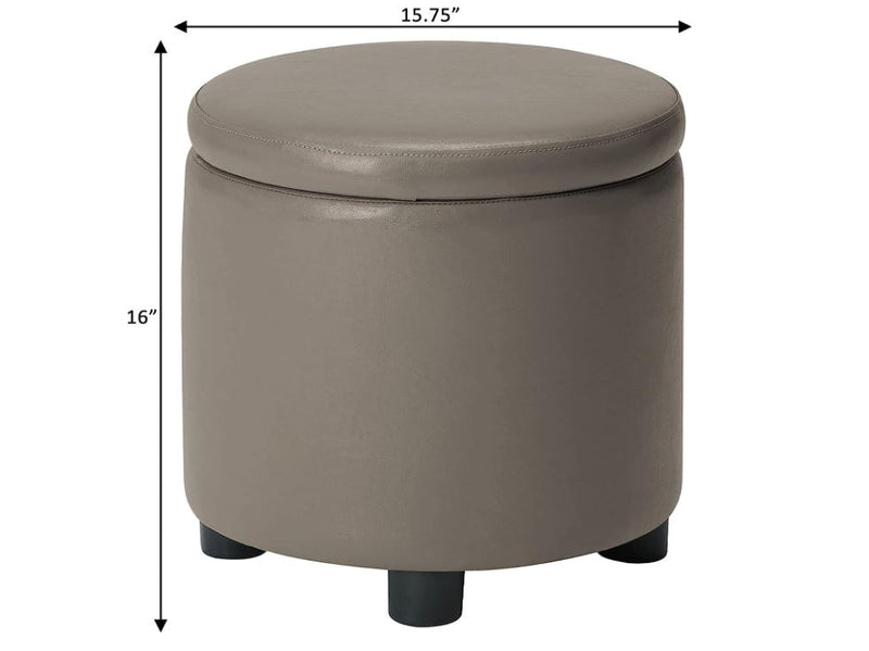 Round Storage Ottoman with Tray Grey Wichita Home Outlet