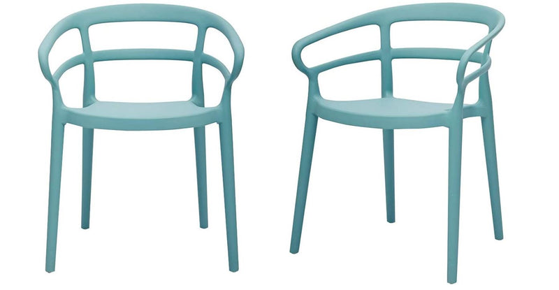 Curved Back Dining Chair, Light Blue - Set of 2