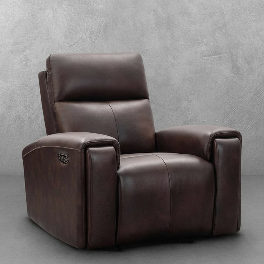 Abbyson Keegan Leather Power Recliner, Brown
