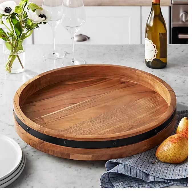 Acacia Wood Farmhouse Lazy Susan