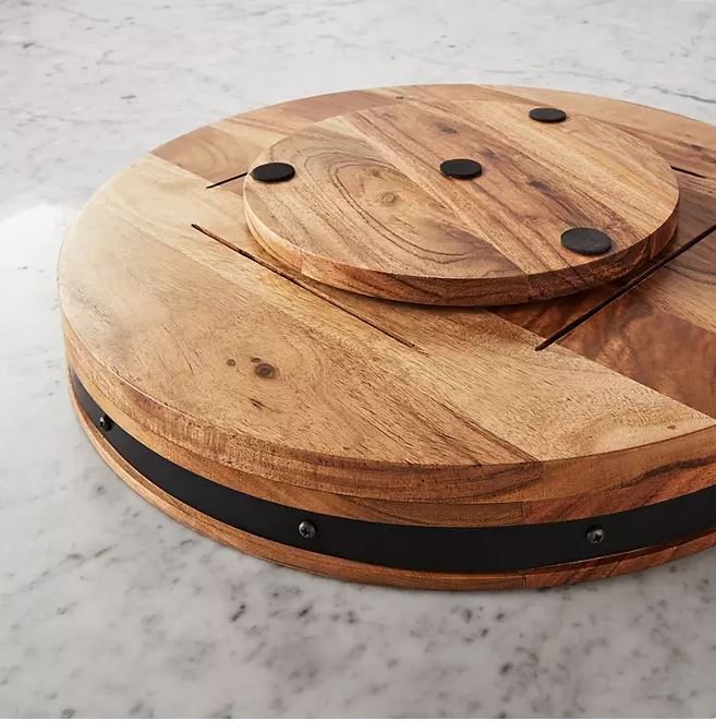 Acacia Wood Farmhouse Lazy Susan