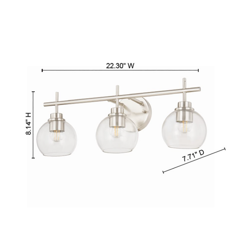 details by Becki Owens Clear Glass 3-Light Bath Light Bar,, Brushed Nickel