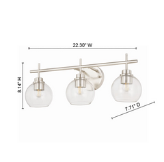 details by Becki Owens Clear Glass 3-Light Bath Light Bar,, Brushed Nickel