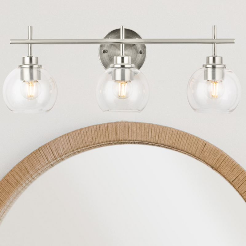 details by Becki Owens Clear Glass 3-Light Bath Light Bar,, Brushed Nickel