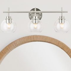 details by Becki Owens Clear Glass 3-Light Bath Light Bar,, Brushed Nickel
