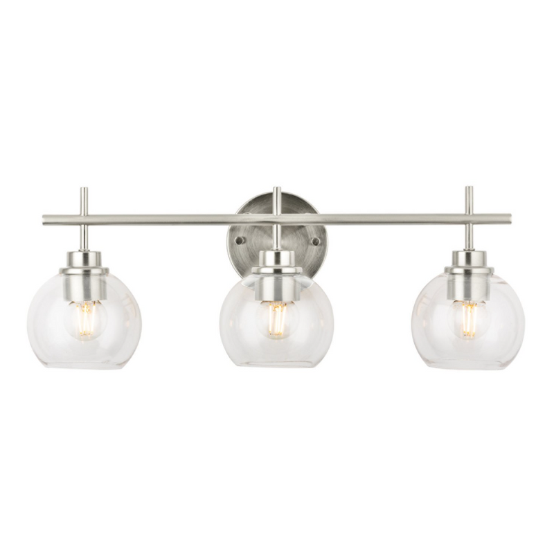 details by Becki Owens Clear Glass 3-Light Bath Light Bar,, Brushed Nickel