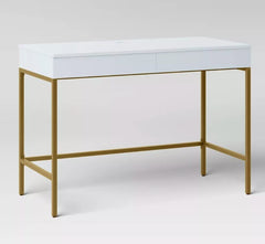 Pine Two Drawer Desk - Natural/Gold