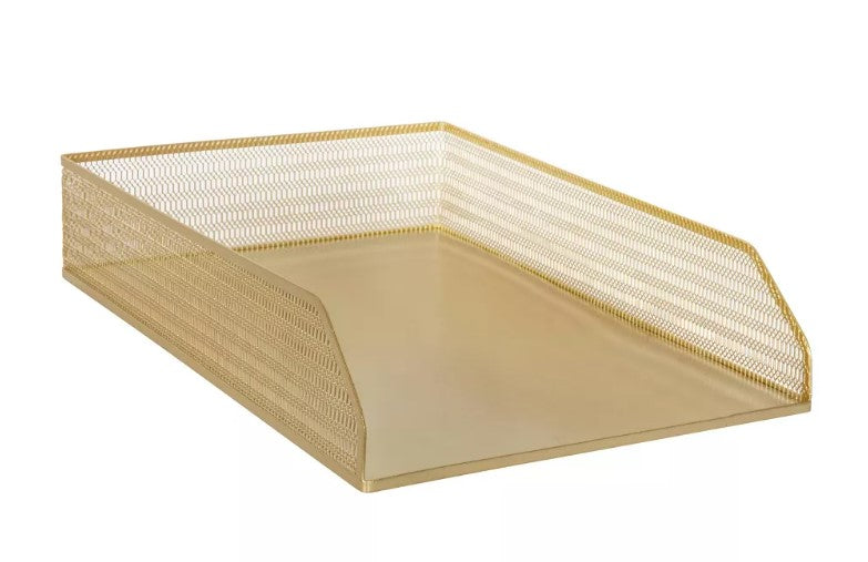 Mesh Metal Desktop Monitor Stand Riser - Gold