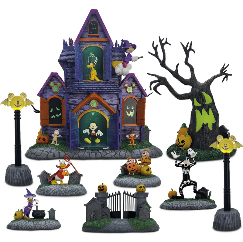 Disney Pre-Lit Animated Halloween Village, 9 pc