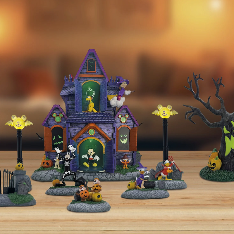 Disney Pre-Lit Animated Halloween Village, 9 pc