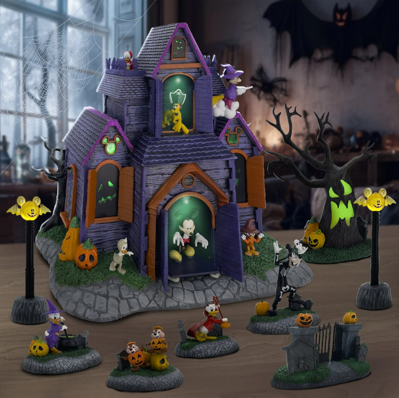 Disney Pre-Lit Animated Halloween Village, 9 pc