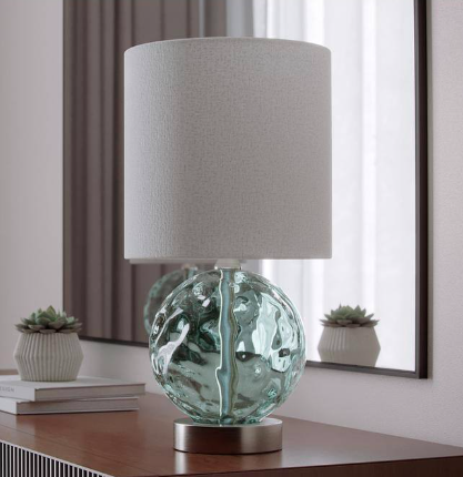 14.5" Mineral Green Glass Table Lamp