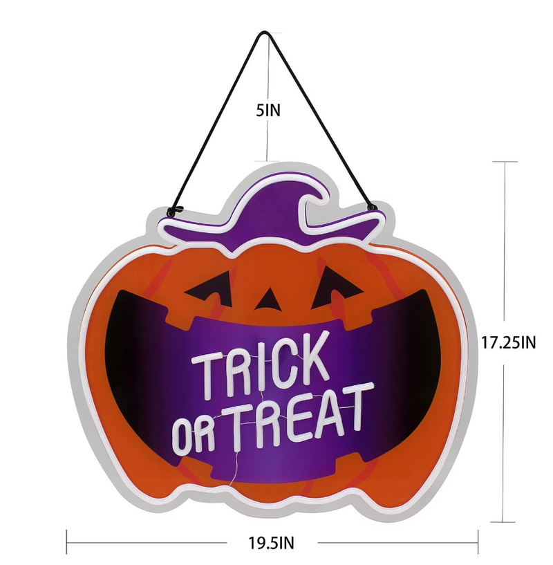 Neon Sign Wall Décor - 19.5" Neon Pumpkin Sign
