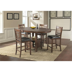 Pub High Dining Table 5 Pc Set - Rustic Brown