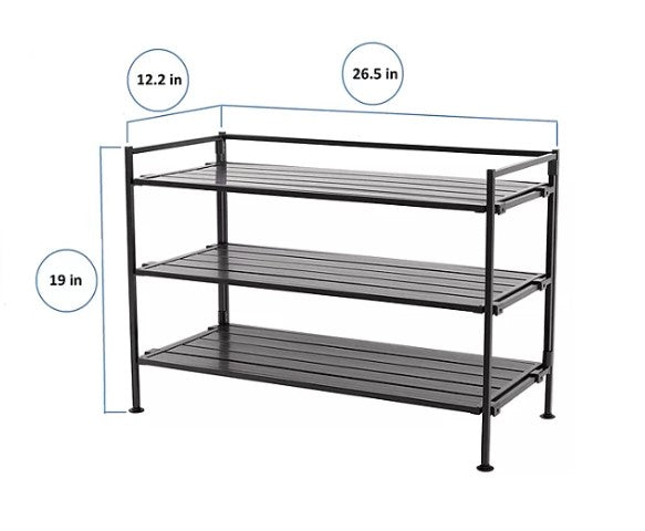 3-Tier Resin Slat Shoe Rack