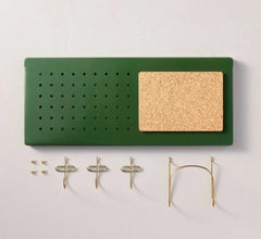 Metal Pegboard Wall Organizer Set Green/Gold