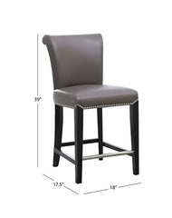Soloman Gray Leather Counter Stool