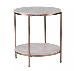 Sula Round Faux Stone End Table