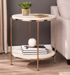 Sula Round Faux Stone End Table