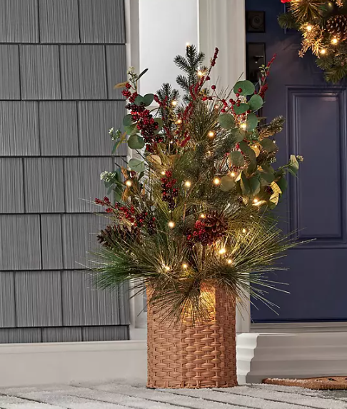 Pre-Lit 3.5' Holiday Porch Topiary - Red