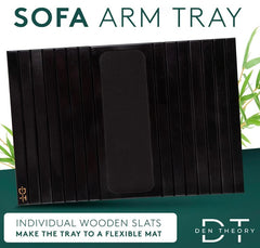 Flexible Bamboo Sofa Armrest Tray - Black