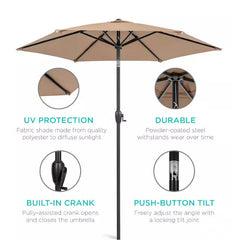 7.5 ft Heavy-Duty Outdoor Market Patio Umbrella