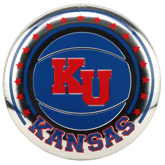 Ku Sign University Of Kansas KU Basketball Round Embossed Metal Sign | Wichita ...