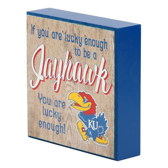 Lucky Enough Jayhawk Wood Table Topper