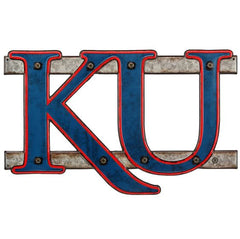 KU Embossed Metal Word Sign
