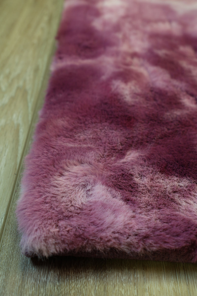 Bunny Faux Fur Area Rug - Tie Dye Purple - 7' X 10'