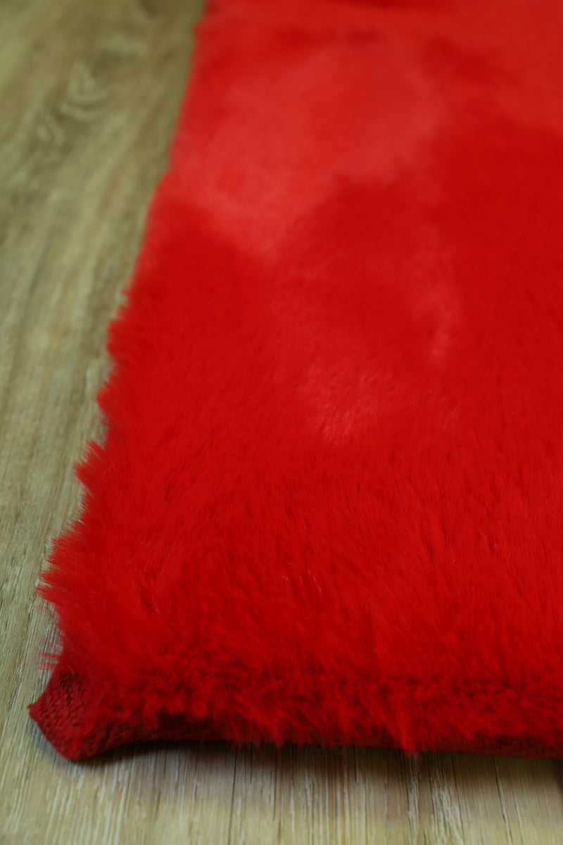 Bunny Faux Fur Area Rug - Fur Red - 7' X 10'
