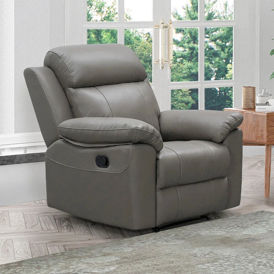 Braylen Leather Recliner Gray Wichita Home Outlet