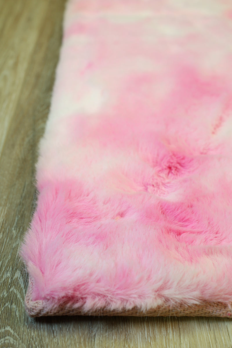 Bunny Faux Fur Area Rug - Tie Dye Pink - 7' X 10'
