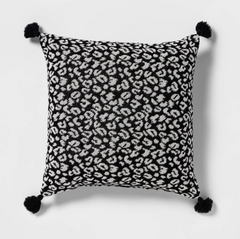 Textured Woven Animal Pattern Square Throw Pillow - Black/Cream