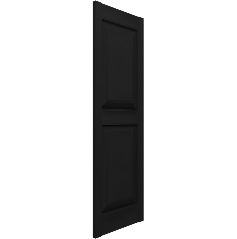 12"W x 51"H Standard Two Raised Panel Shutters- 002 - Black