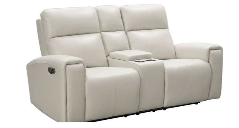 Keegan Power Reclining Leather Loveseat, Ivory