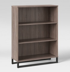 Mixed Material 3 Shelf Bookcase - Grey